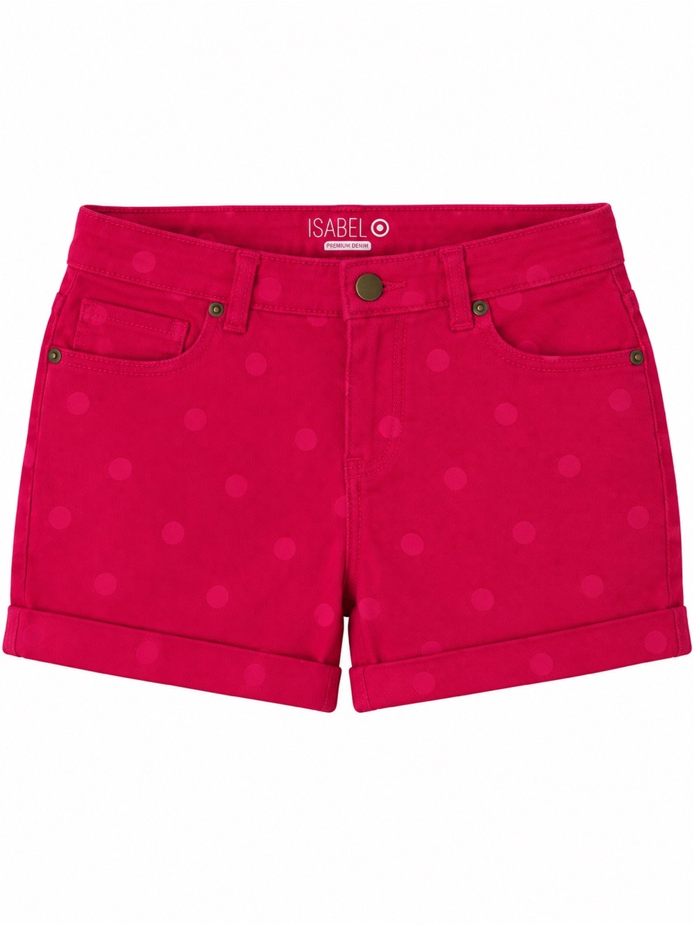 ISANI Womens Size 6 Hot Pink Floral Embroidered Cuffed Denim Shorts NWT Stretch